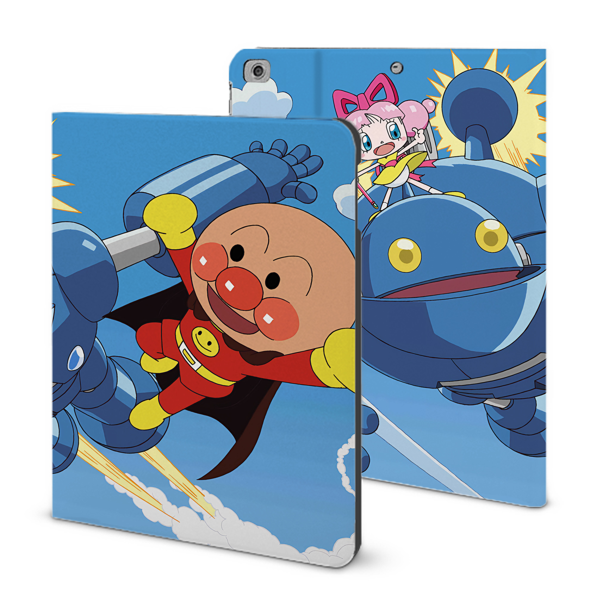 （画像用） アンパンマン Anpanman IPad ケース ブック型 PUレザー TPU 耐衝撃 軽量 薄型 ペン収納なし 全面保護 IPad 各モデル対応